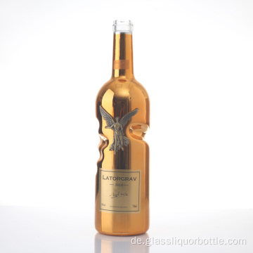 Großhandel 70cl langer Hals Runde Whisky-Flasche korkend